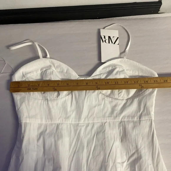 ZARA Dress Maxi Corset Style Bohemian White Summer Vacation - Picture 13 of 15